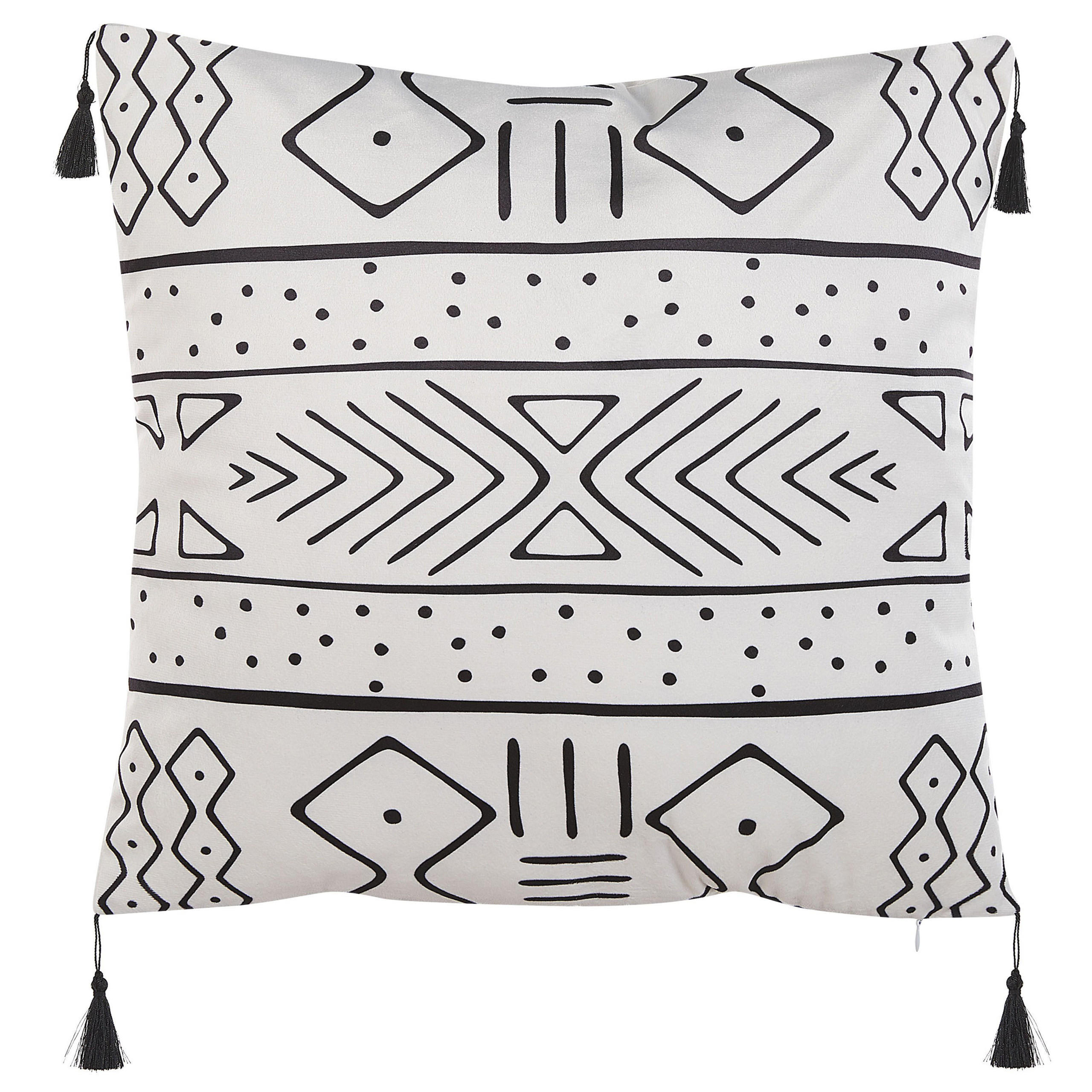 DEKOKISSEN 2er-Set Weiß 45/45 cm Schefflera - Weiß, Textil (45/45cm) - Beliani
