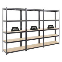 SCHWERLASTREGAL Ragnar 3er-Set mit 3x 180x90x40 cm Fachlast 175 kg Schwarz - Schwarz, Metall (270/180/40cm) - PROREGAL