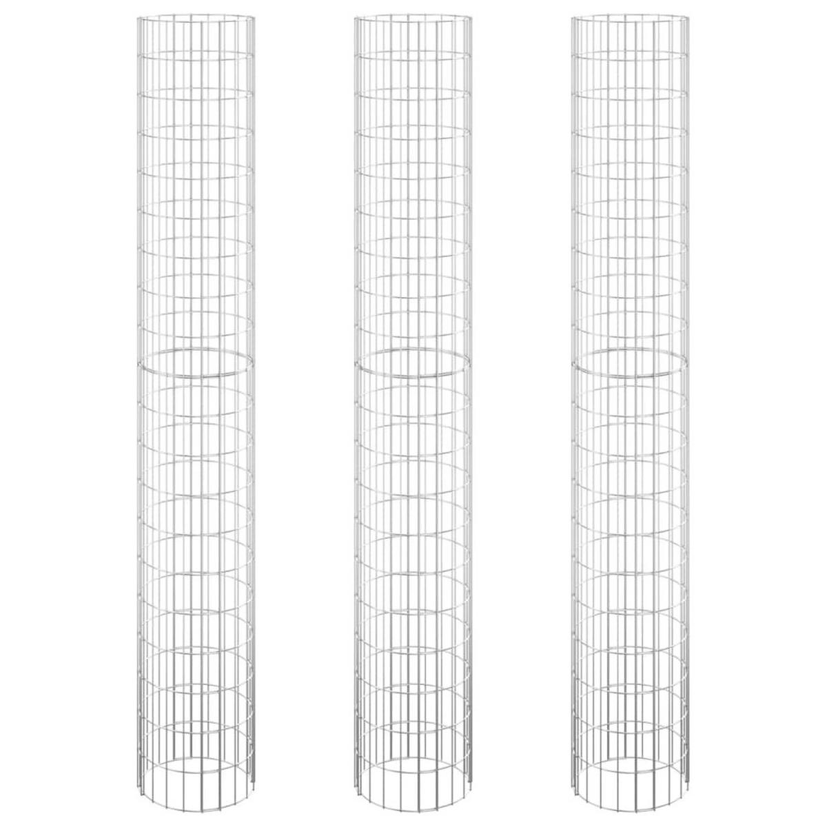 GABIONEN-HOCHBEETE 3 Stk. Rund Verzinkter Stahl Ø30x200 cm - Silberfarben, Metall (30/200/30cm) - furnicato