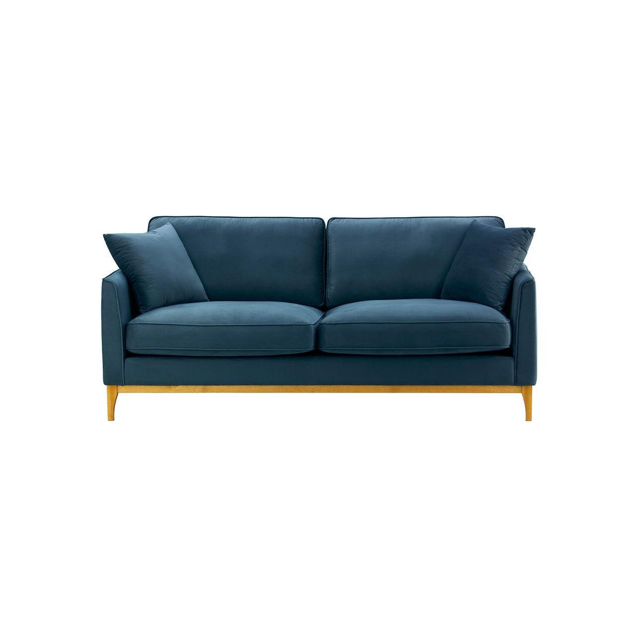 DREISITZER-SOFA Linara-Velluto 11 - Dunkelblau, Holz/Textil (201/91/95cm)