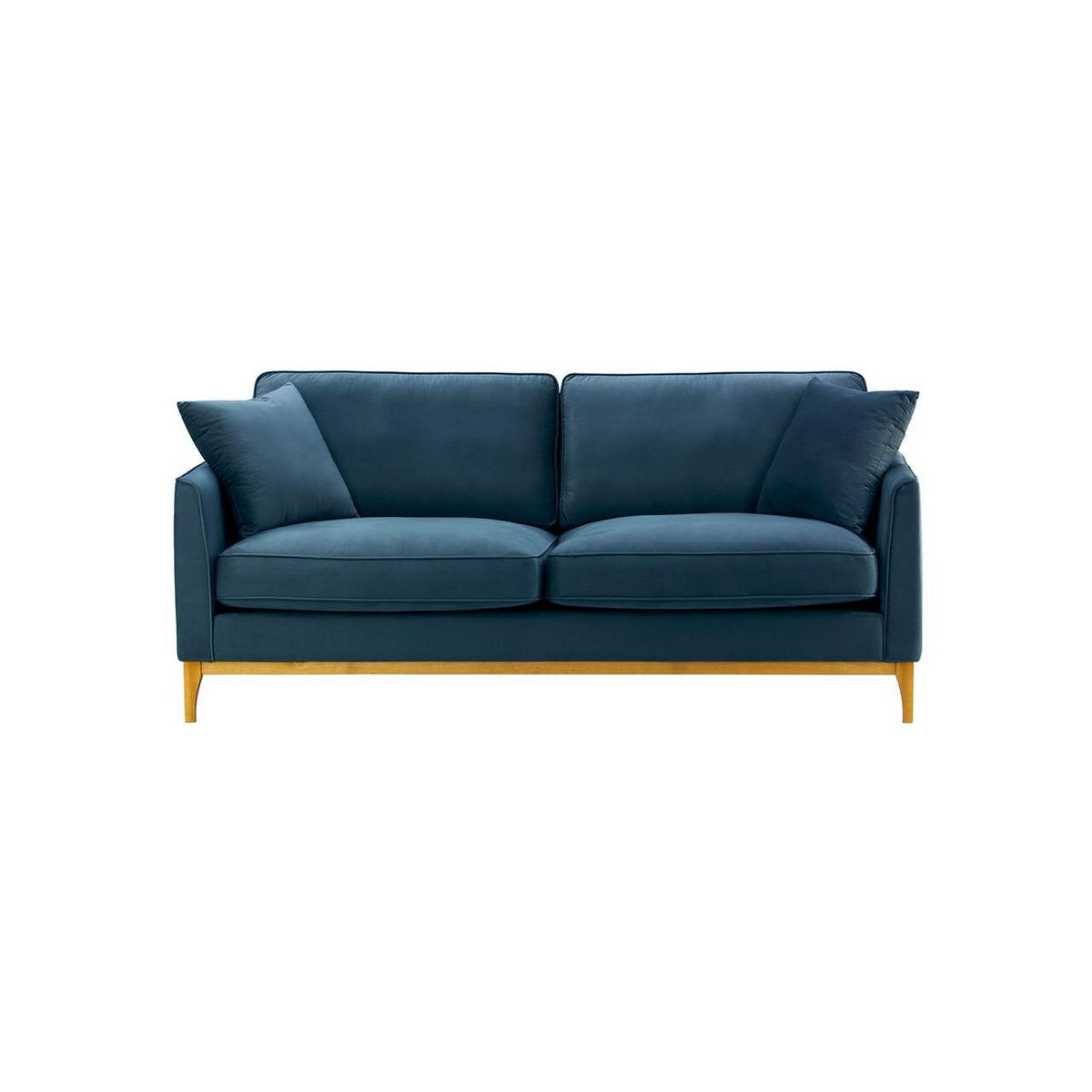 DREISITZER-SOFA Linara-Velluto 11 - Dunkelblau, Holz/Textil (201/91/95cm)