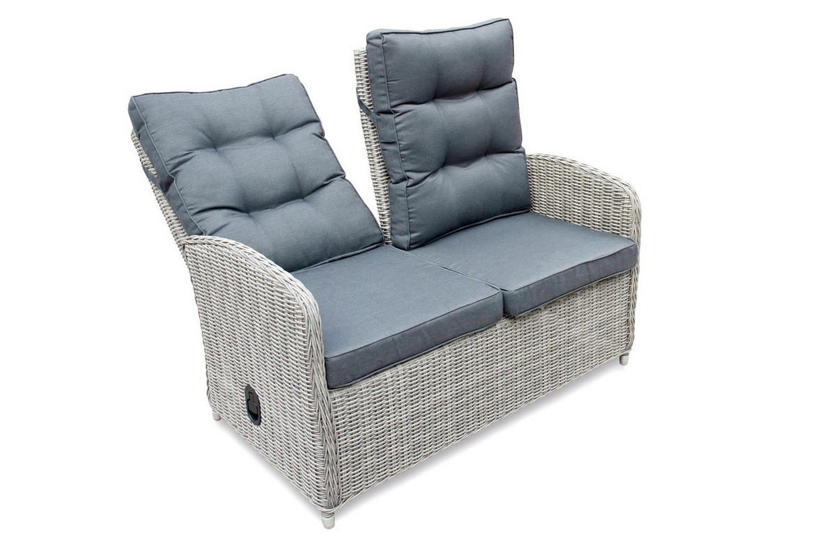 GARTEN SITZGRUPPE Monte Carlo Grau Polyrattan für 4 Personen - Grau, Kunststoff