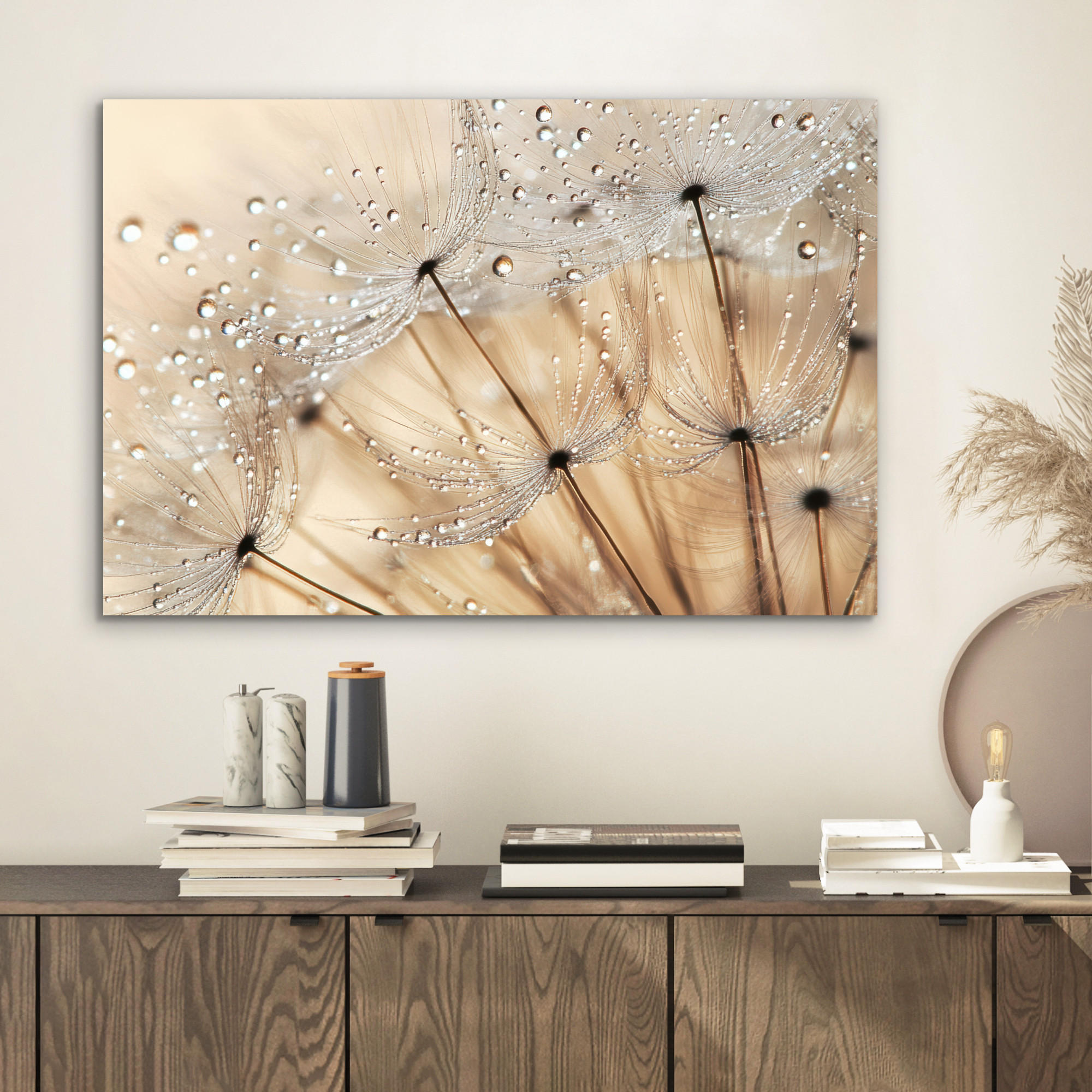 METALLBILD Löwenzahn - Abstrakt - Natur - Beige 60x40 cm - Braun, Metall (60/40cm) - MuchoWow