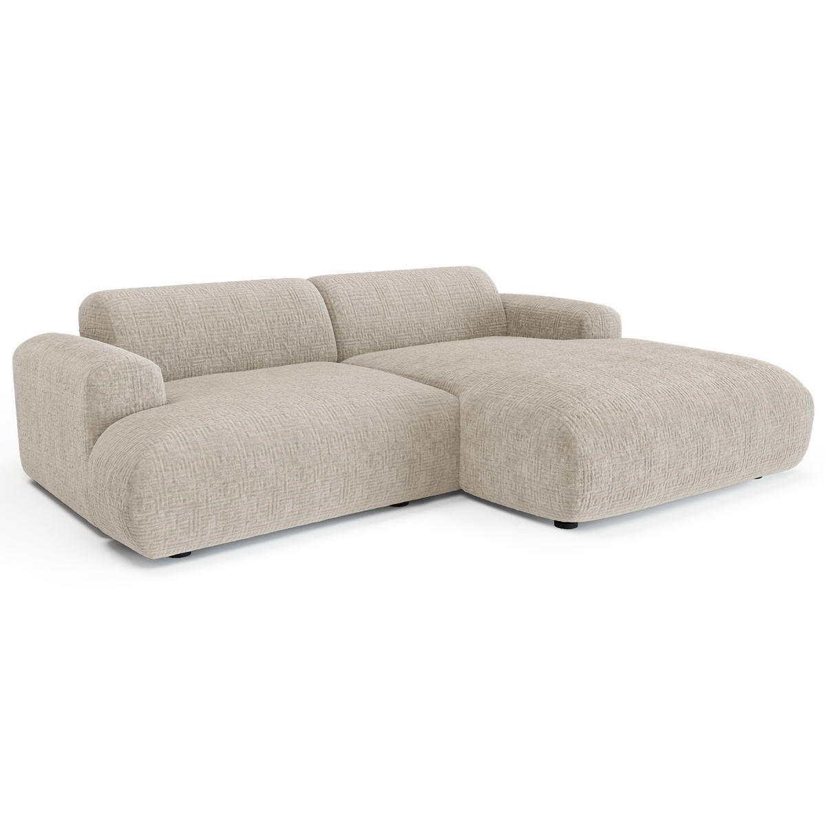 ECKSOFA RECHTS Gemusterter Samt Beige 266cm - Beige, Textil (266/165cm) - Sia Home