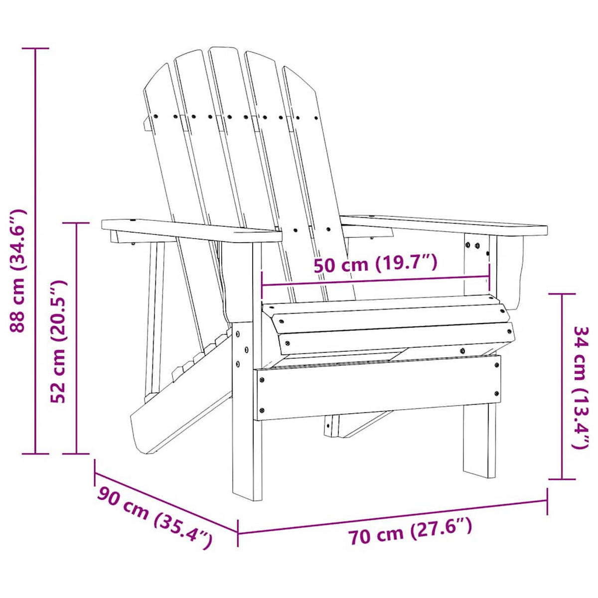 GARTENSTUHL Holz Grau - Grau, Holz (90/88/70cm) - vidaXL