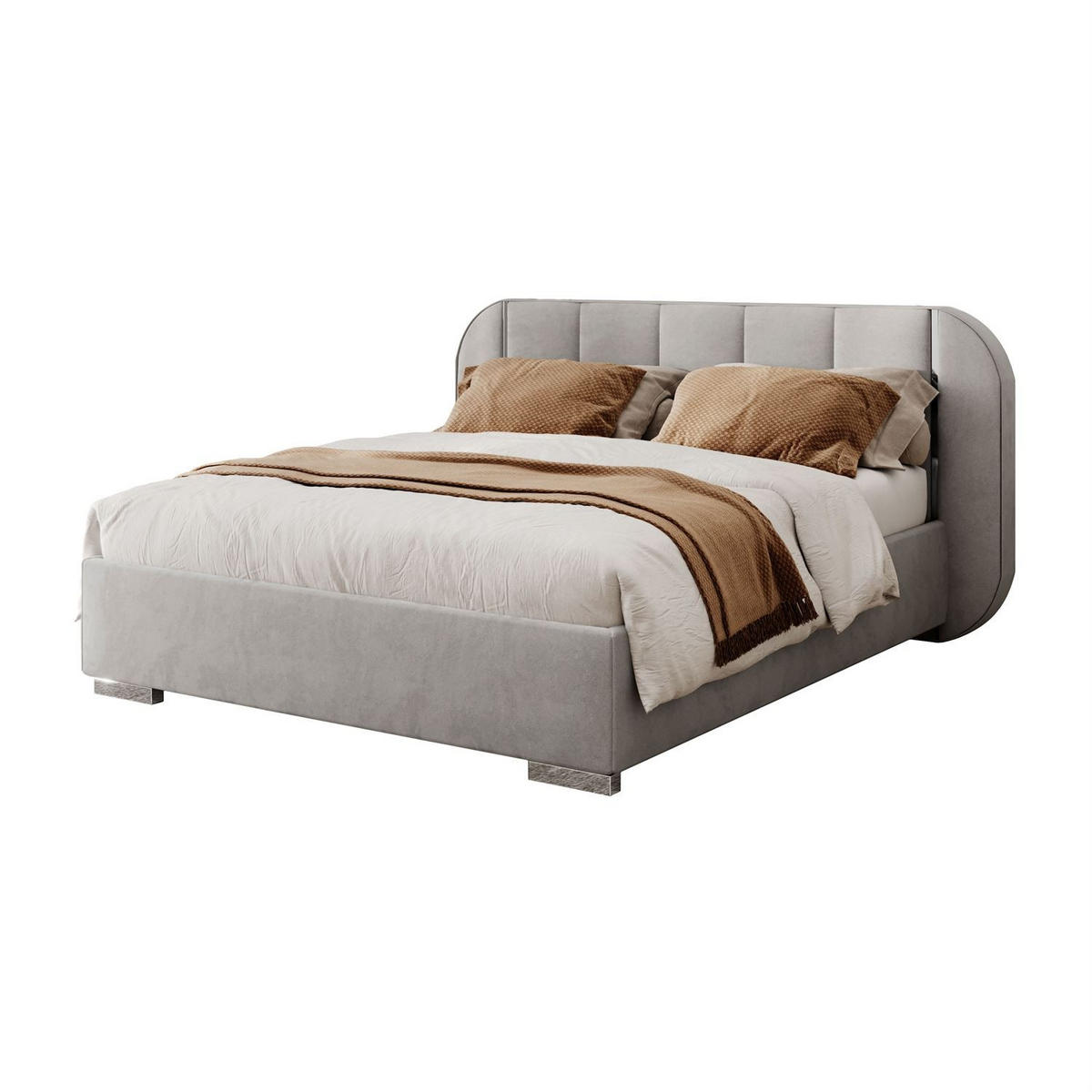 BETT AMARA SILVER 160x200 gepolstert mit Stauraum und Lattenrost, Royal Velvet 251 - Grau, Textil (160/200cm) - Lookway