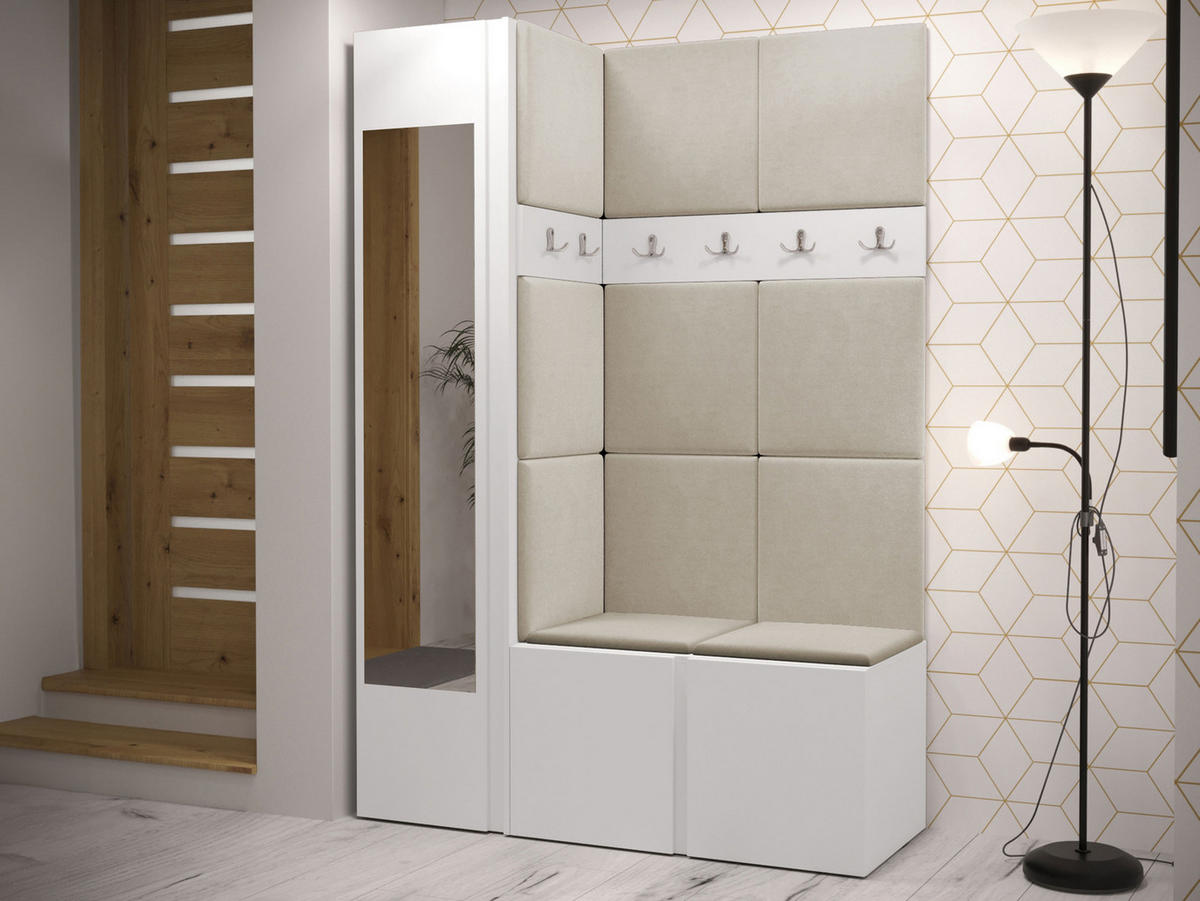 GARDEROBEN-SET Orion X - Beige/Weiß, Holzwerkstoff/Kunststoff (124/186/46cm) - MIRJAN24