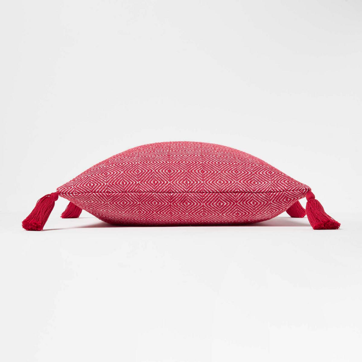 DEKOKISSEN Porto 45/45 cm rot mit Quasten - Rot, Textil (45/45cm) - Homescapes
