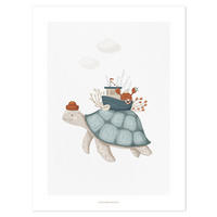 POSTER Lotan hübsche Schildkröte 30 x 40 cm, blau/grau - Blau/Blaugrau, Papier (30/1/40cm) - Lilipinso