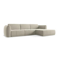 ECKSOFA Rechts Samt Stoff Creme - Perlmutt/Creme, Kunststoff/Textil (290/170cm) - Makamii