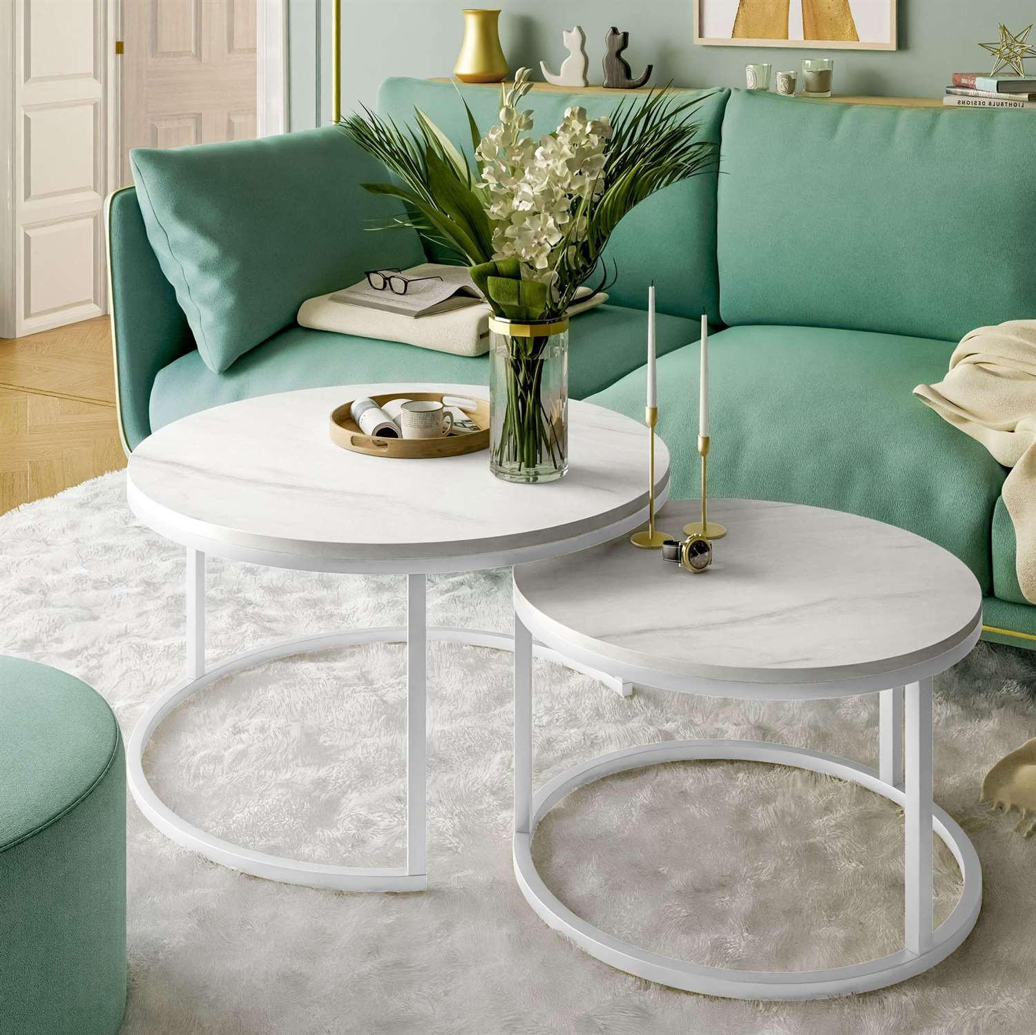 COUCHTISCH CIRI 2-in-1 LEVANTO - Weiß, Holzwerkstoff (80/80/48cm) - Lookway