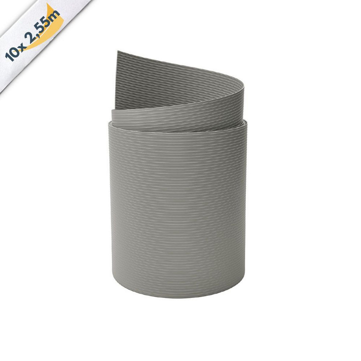SICHTSCHUTZSTREIFEN Rille 10x Einzelstreifen 2,55m Sichtschutz Steingrau, 10 x 2,55m - Graubraun, Kunststoff (2550/19cm) - ZAUN|ZU