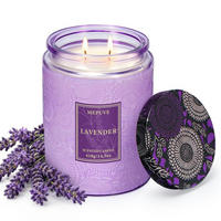 DUFTKERZE Lavendel Sojawachs 410g 100h Brenndauer - Flieder, Glas (12cm)
