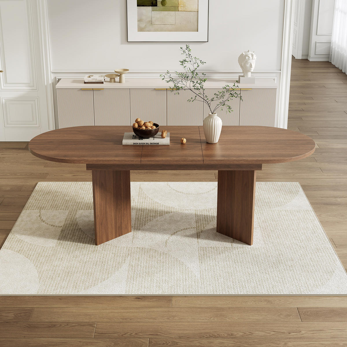 ESSTISCH 140/180/90 cm in Nussbaumoptik, ausziehbar mit abgerundeten Ecken - Walnussfarben, Holzwerkstoff (180/90/75cm) - Flora Grace