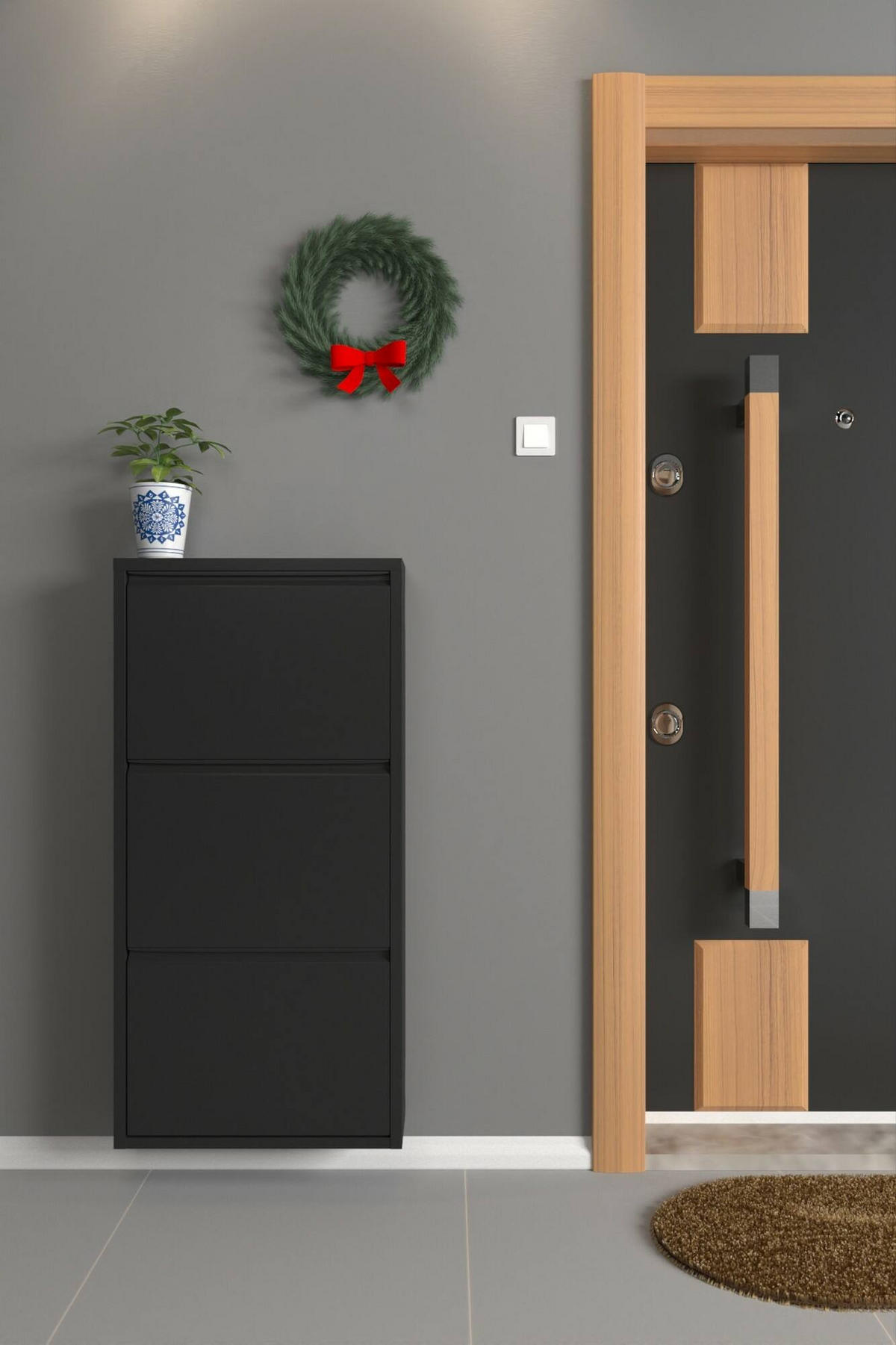 SCHUHSCHRANK Schwarz 15/50/104 cm - Schwarz, Metall (50/104/15cm) - DMORA
