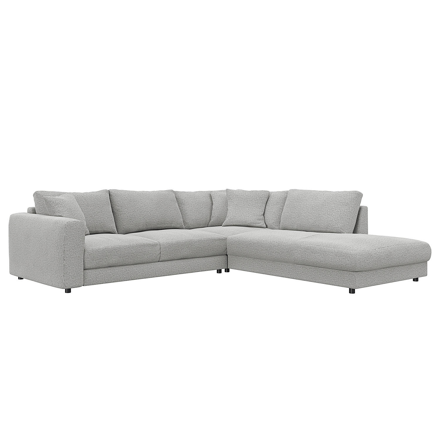 ECKSOFA mit Ottomane - Hellgrau/Schwarz, Holz/Kunststoff (267/254cm) - home24