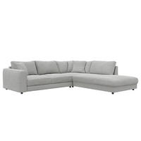 ECKSOFA mit Ottomane - Hellgrau/Schwarz, Holz/Kunststoff (267/254cm) - home24