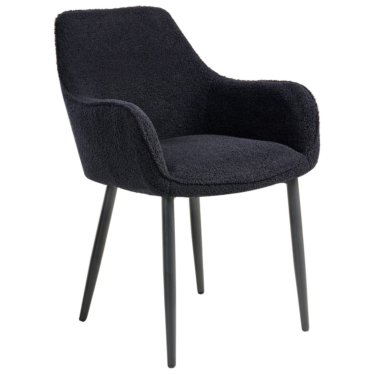 ESSZIMMERSTUHL 2er-Set Bouclé Schwarz Alden - Schwarz, Textil (59/85/61cm) - Beliani