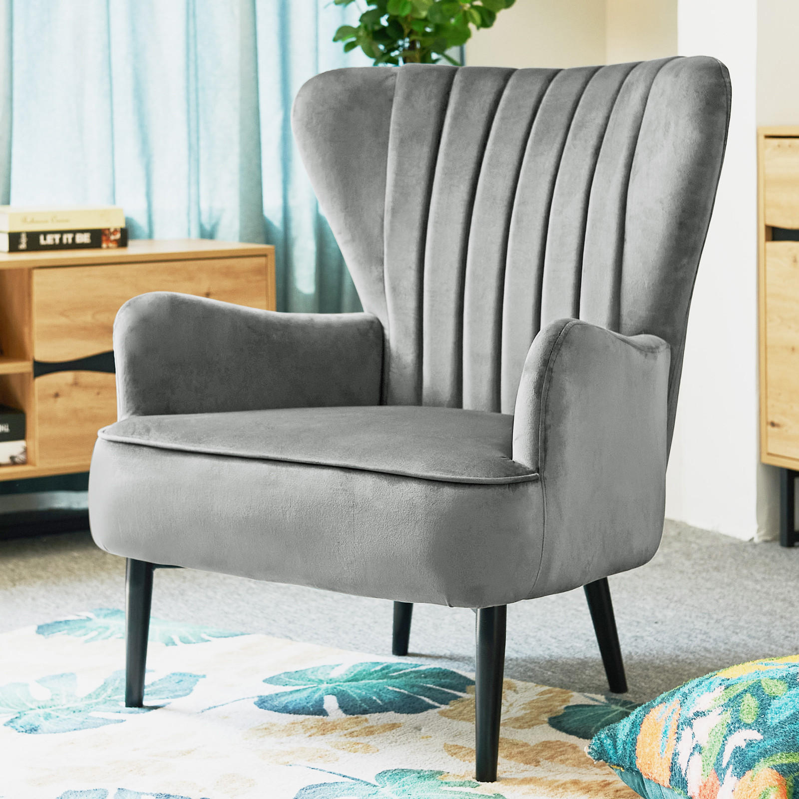 OHRENSESSEL ARTHUR Samt Grau - Grau, Textil (76/89/78cm) - SVITA