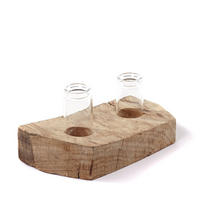 VASE Yuma II 19x12 cm, Wurzelholz, mit 2 Reagenzgläsern naturfarben - Naturfarben, Holz (10cm) - CREEDWOOD