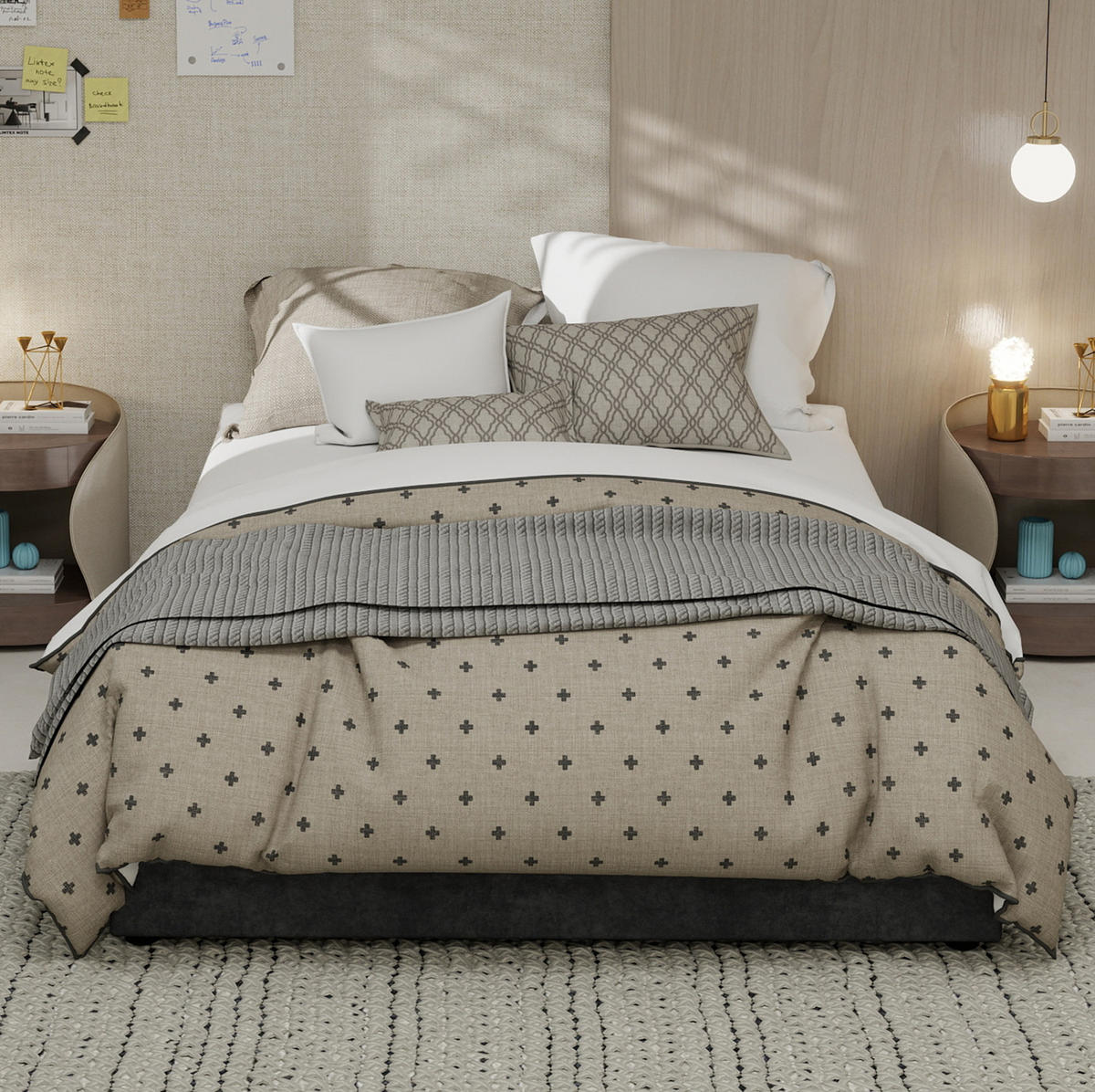 ČALOUNĚNÁ postel 140/200 cm s vysokým čelem a úložným prostorem pod lůžkem, Šedá - šedá, textil (140/200cm) - Redom