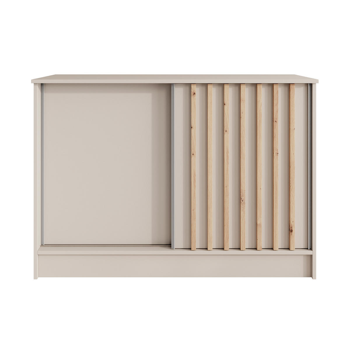 KOMMODE Horizon mit 2 Schiebetüren, Kaschmir+schwarz, 120 cm - Kaschmir/Eiche Artisan, Holzwerkstoff (121/85/43.5cm) - Beautysofa