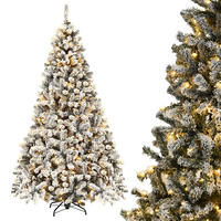 WEIHNACHTSBAUM mit Schnee und warmweissen LED-Lichtern 225cm Weiß - Weiß, Metall (225cm) - COSTWAY