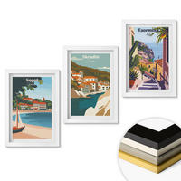WANDBILDER 3er-Set - 20x30 cm Weißer Rahmen - Illustrationen von Küstenstädten - Weiß, Kunststoff (20/30cm) - ArtPrintCave