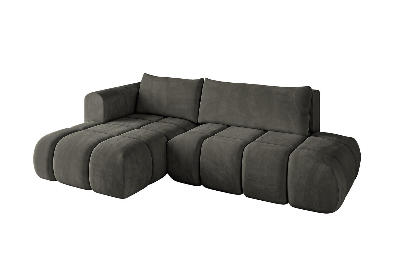 ECKSOFA Ottomane Links CLOUD-L 289x180x40 Schwarz Velours - Schwarz, Holzwerkstoff/Kunststoff (180/289cm) - ALTDECOR