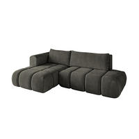 ECKSOFA Ottomane Links CLOUD-L 289x180x40 Schwarz Velours - Schwarz, Holzwerkstoff/Kunststoff (180/289cm) - ALTDECOR