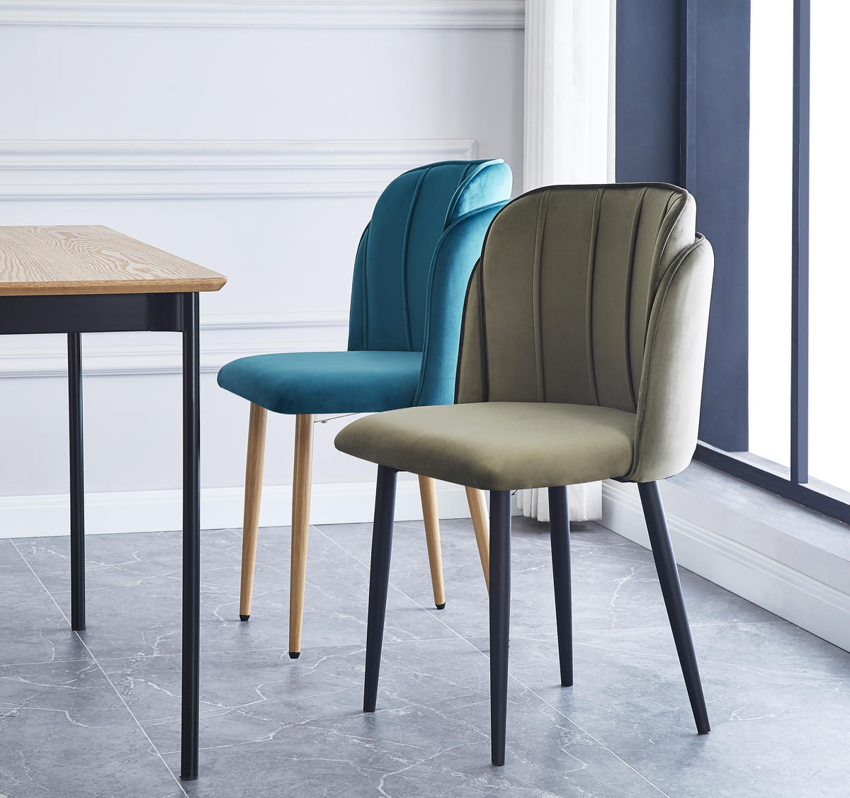 STUHL 2er-Set Samt Grün - Grün, Textil (51/85/53cm) - Nordlys