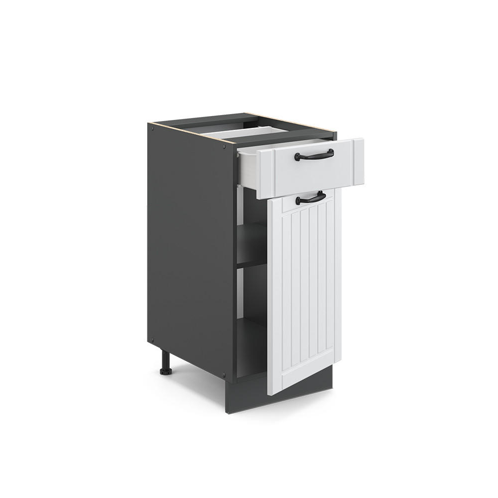 KÜCHENUNTERSCHRANK Fame-Line Weiß Landhaus 40 cm ohne AP - Anthrazit/Weiß, Holzwerkstoff (40/82/52cm) - Vicco
