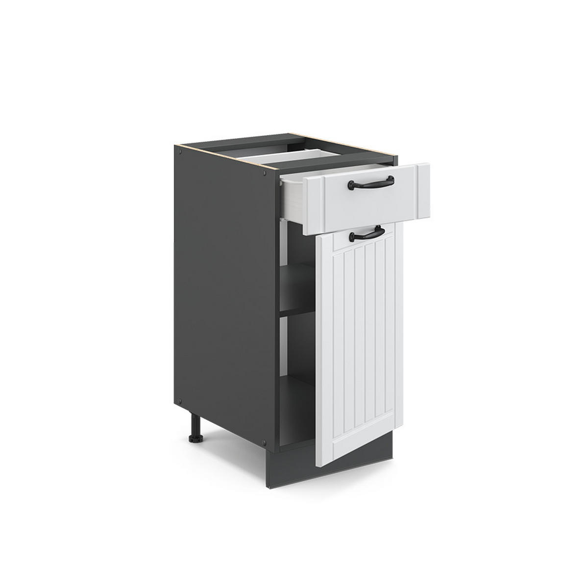 KÜCHENUNTERSCHRANK Fame-Line Weiß Landhaus 40 cm, AP Anthrazit - Anthrazit/Creme, Holzwerkstoff (40/82/60cm) - Vicco