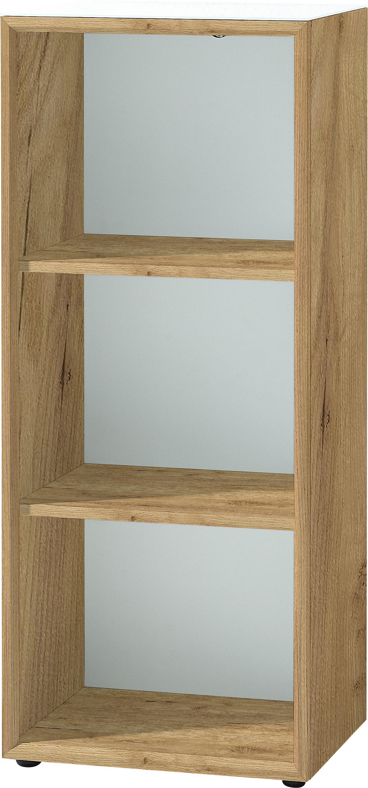 AKTENREGAL "Muenchen" 3 Ordnerhöhen & Glasauflage (Oben) Chalet-Eiche-Nb./Weiß - Braun, Holzwerkstoff (50/120/37cm) - KADIMA DESIGN