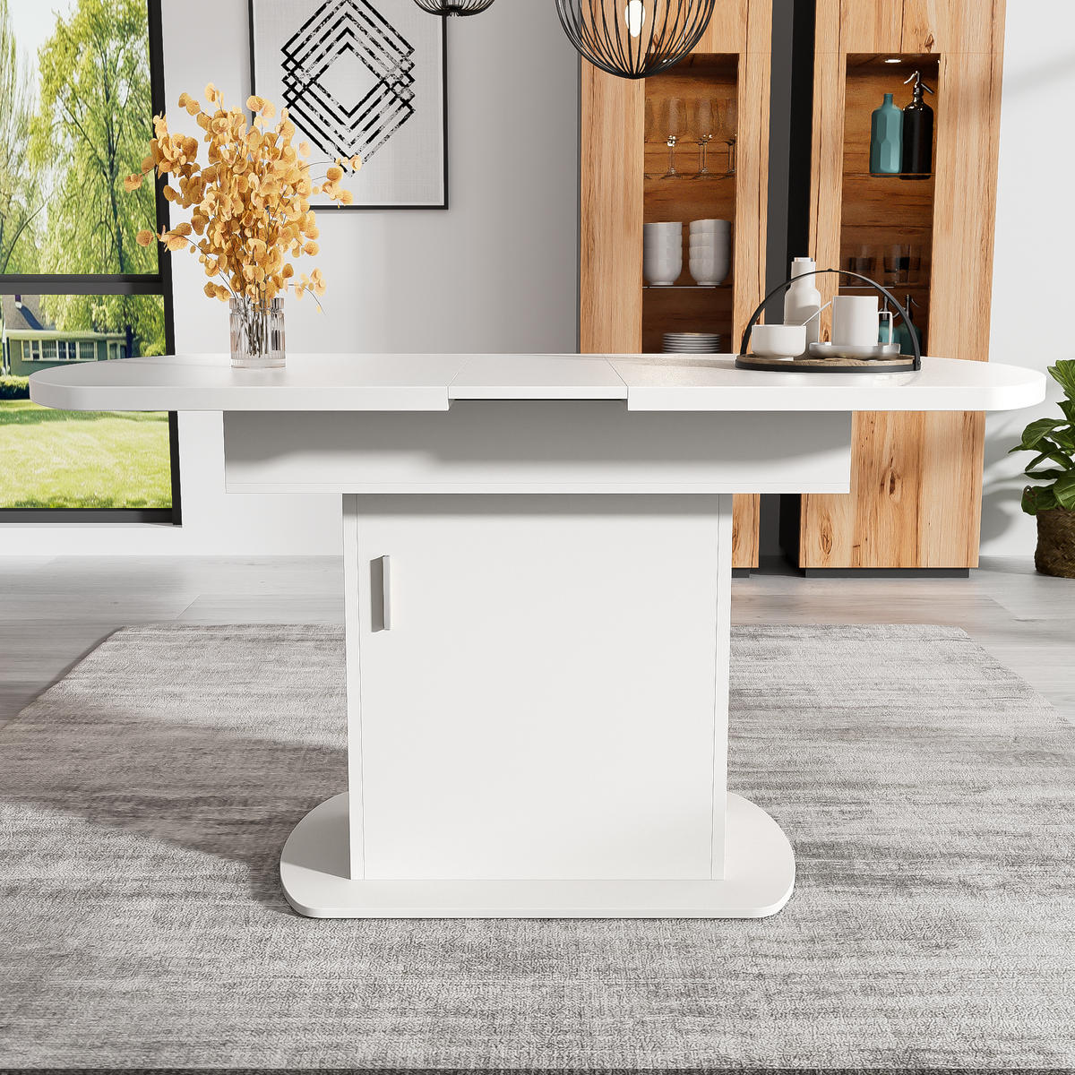 ESSTISCH Weiß Silber ausziehbar 110-130cm Stauraum 70cm - Weiß, Holzwerkstoff (130/75.5/70cm) - FLIEKS
