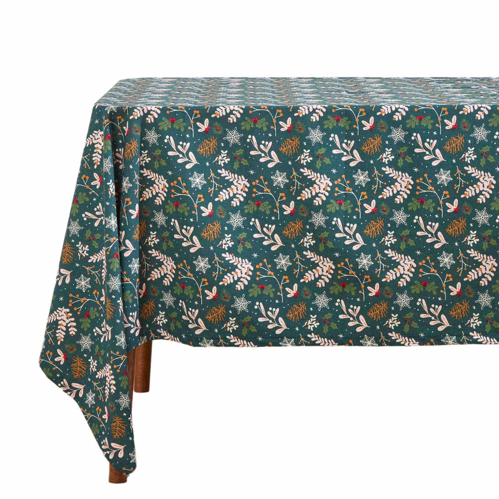 WEIHNACHTSTISCHDECKE Weihnachtswald grün, 178 x 305 cm, 100% Baumwolle - Grün, Textil (178/305cm) - Homescapes