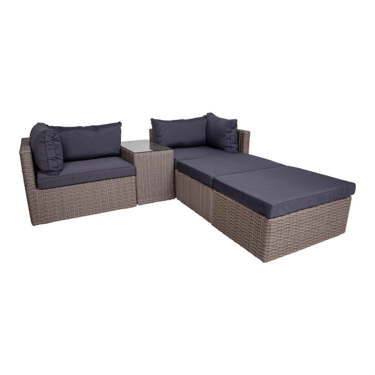 LOUNGE-SET, Rosino, Grau, Rattan, 158 x 190 x 65 cm, 5-teilig - Grau, Naturmaterialen - ebuy24