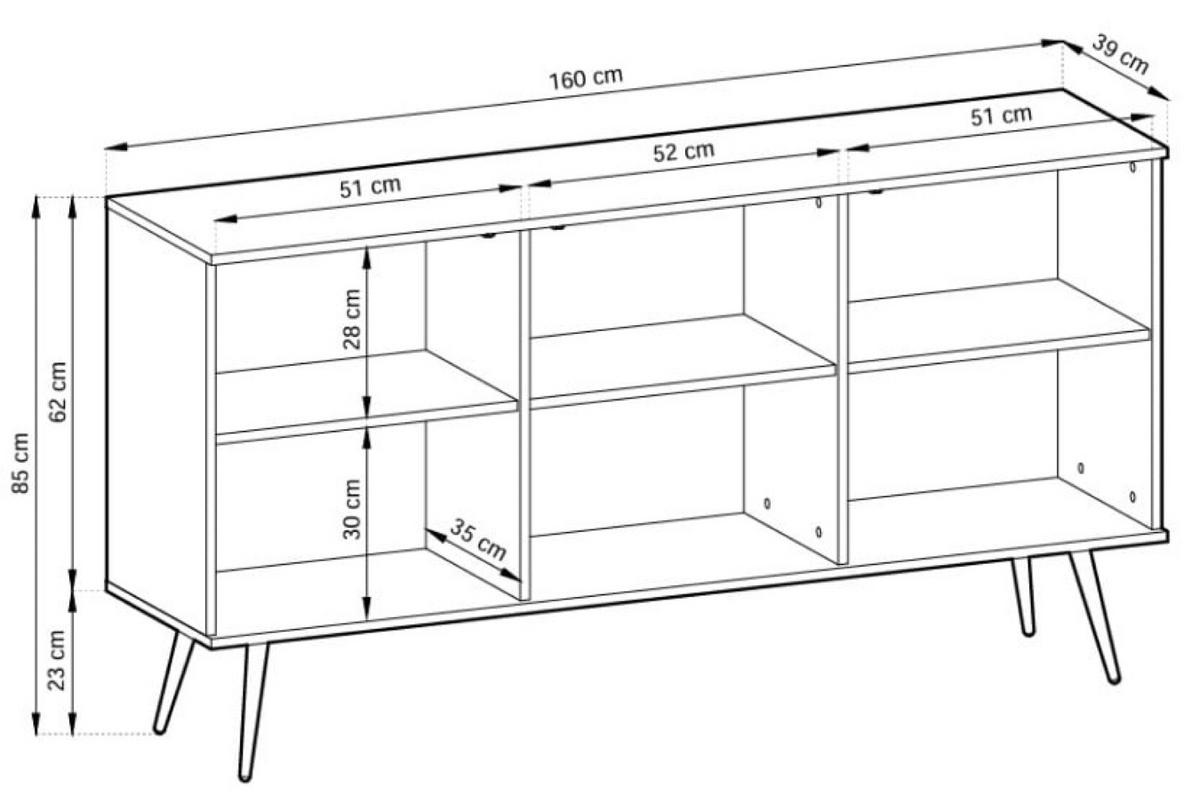 SIDEBOARD Schwarz POLO Mit Rillenfronten 160 cm - Schwarz, Holzwerkstoff (160/85/39cm) - Sepro Meble