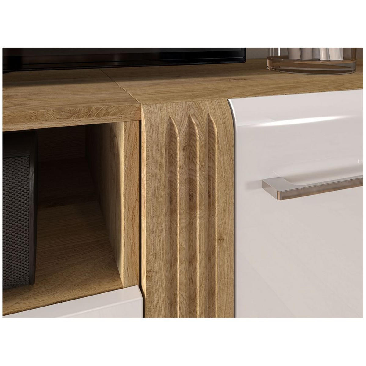 WOHNZIMMER-SET 6-TLG. Akron-131 - Weiß, Holzwerkstoff (800/196/60cm) - Lomado