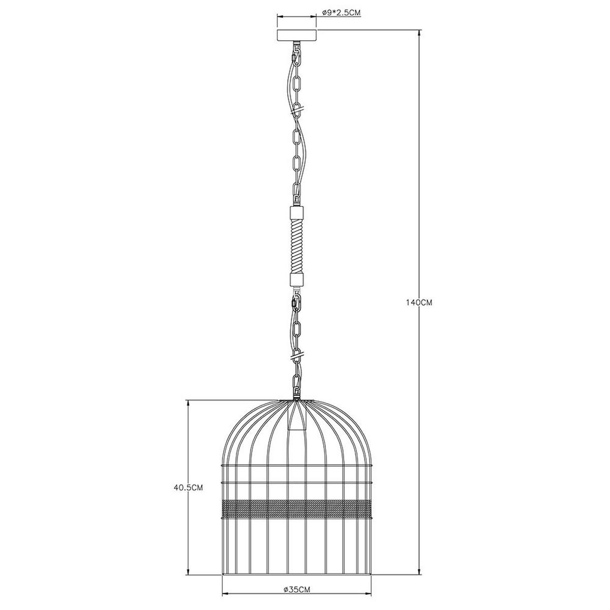 HÄNGELEUCHTE HALIA Schwarz Hanfseil - Schwarz, Metall (35/35/140cm) - Globo Lighting