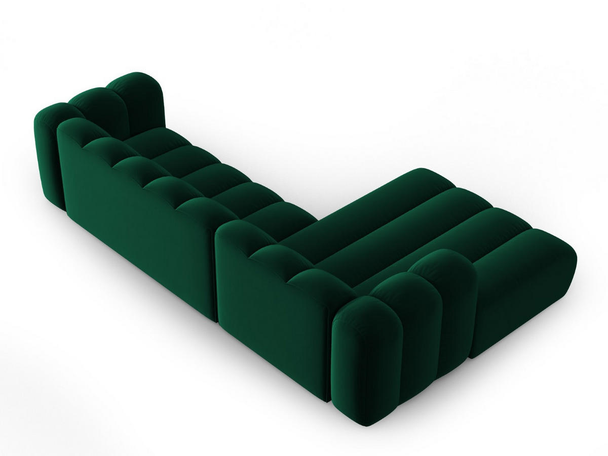 ECKSOFA modular links Lupine aus Samt flaschengrün 4 Sitzplätze - Dunkelgrün, Textil (177/290cm) - Micadoni