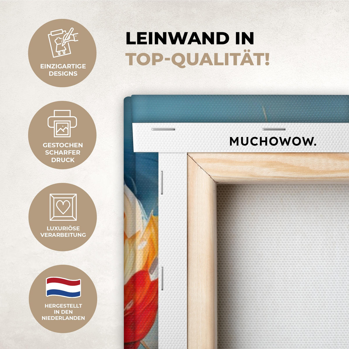 LEINWANDBILD Blumen - Aquarell - Kunst - Botanisch - Natur 90x90 cm - Orange, Textil (90/90cm) - MuchoWow