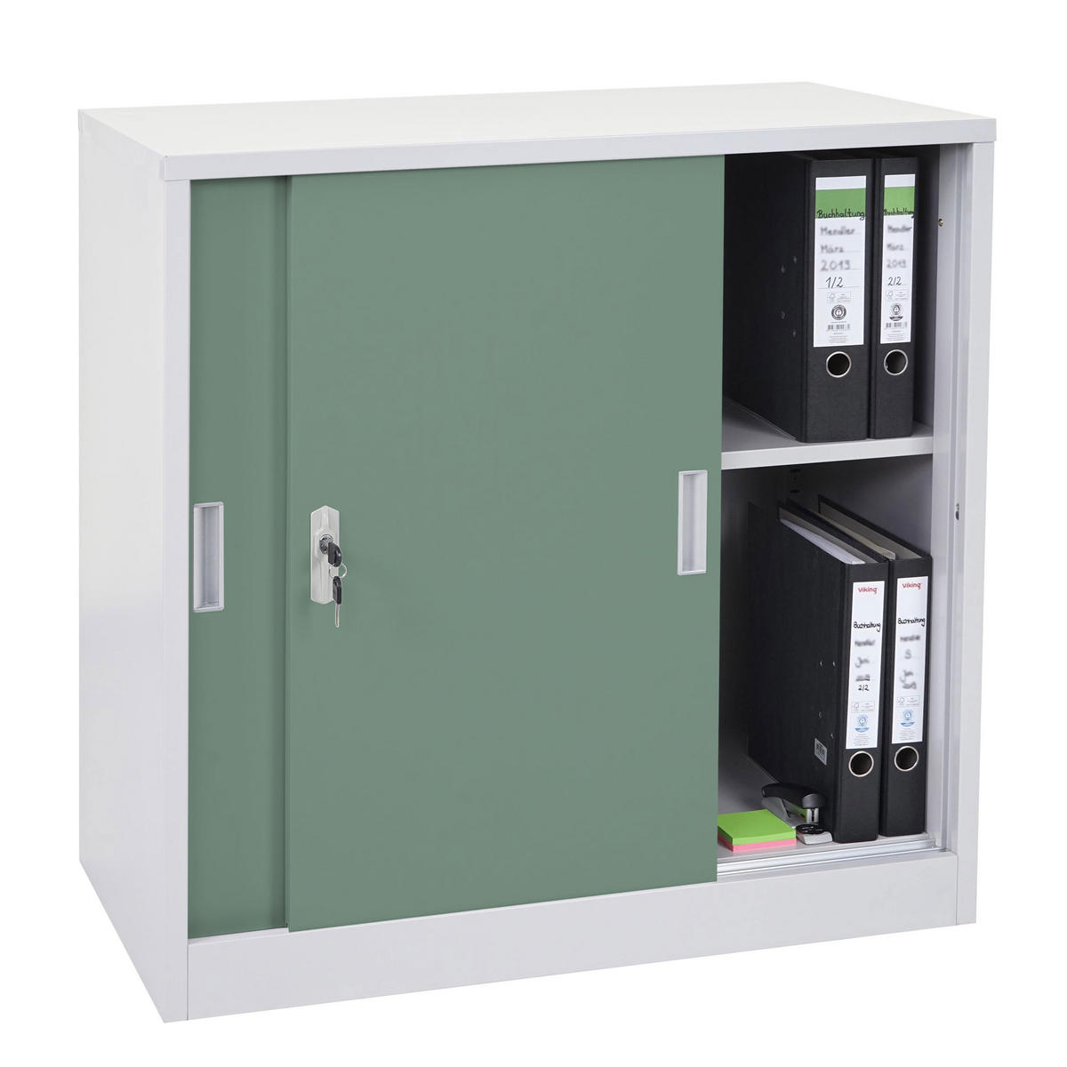 AKTENSCHRANK Grün - Grün, Metall (90/90/45cm) - MCW