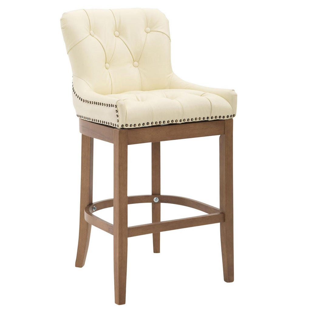 Thumbnail - CLP Barhocker, Creme, Leder, 55x109x57 cm, Esszimmer, Barmöbel, Barhocker