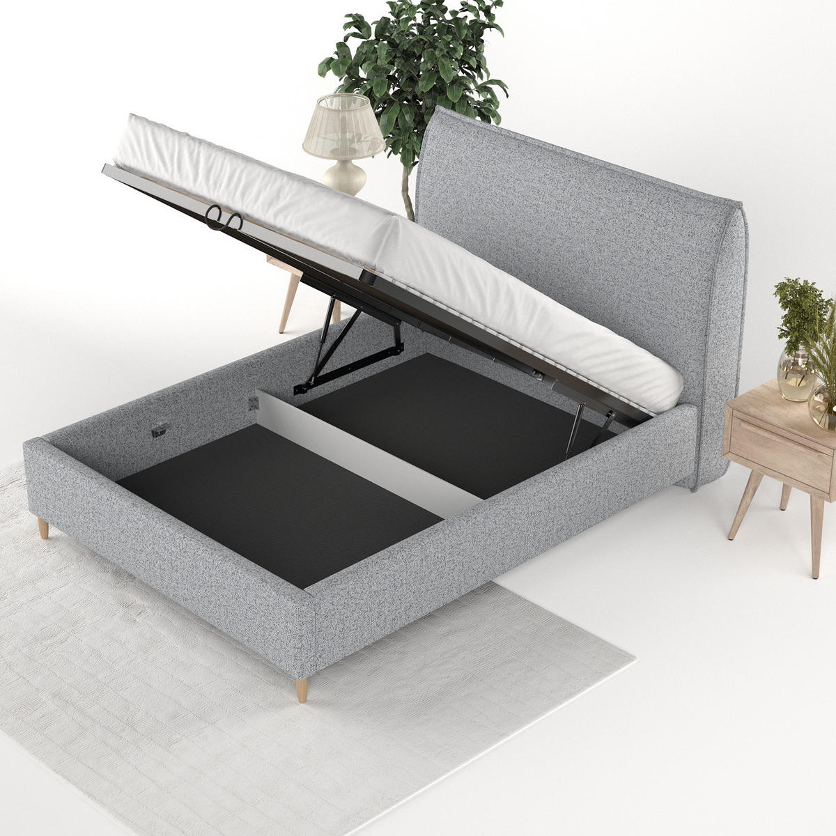 POLSTERBETT Mira 120/200 cm Grau im Riva Stoff - Naturfarben/Grau, Holz/Holzwerkstoff (120/200cm) - AltaBeds