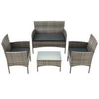 GARTENSET Fort Myers grau-meliert / dunkelgrau - Anthrazit/Grau, Kunststoff/Metall - Juskys