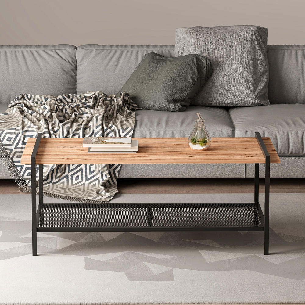 COUCHTISCH Lara mit Metallfüße Atlantic Walnuss 9109 - Walnussfarben/Schwarz, Holzwerkstoff/Metall (60/120/45cm) - moebel17