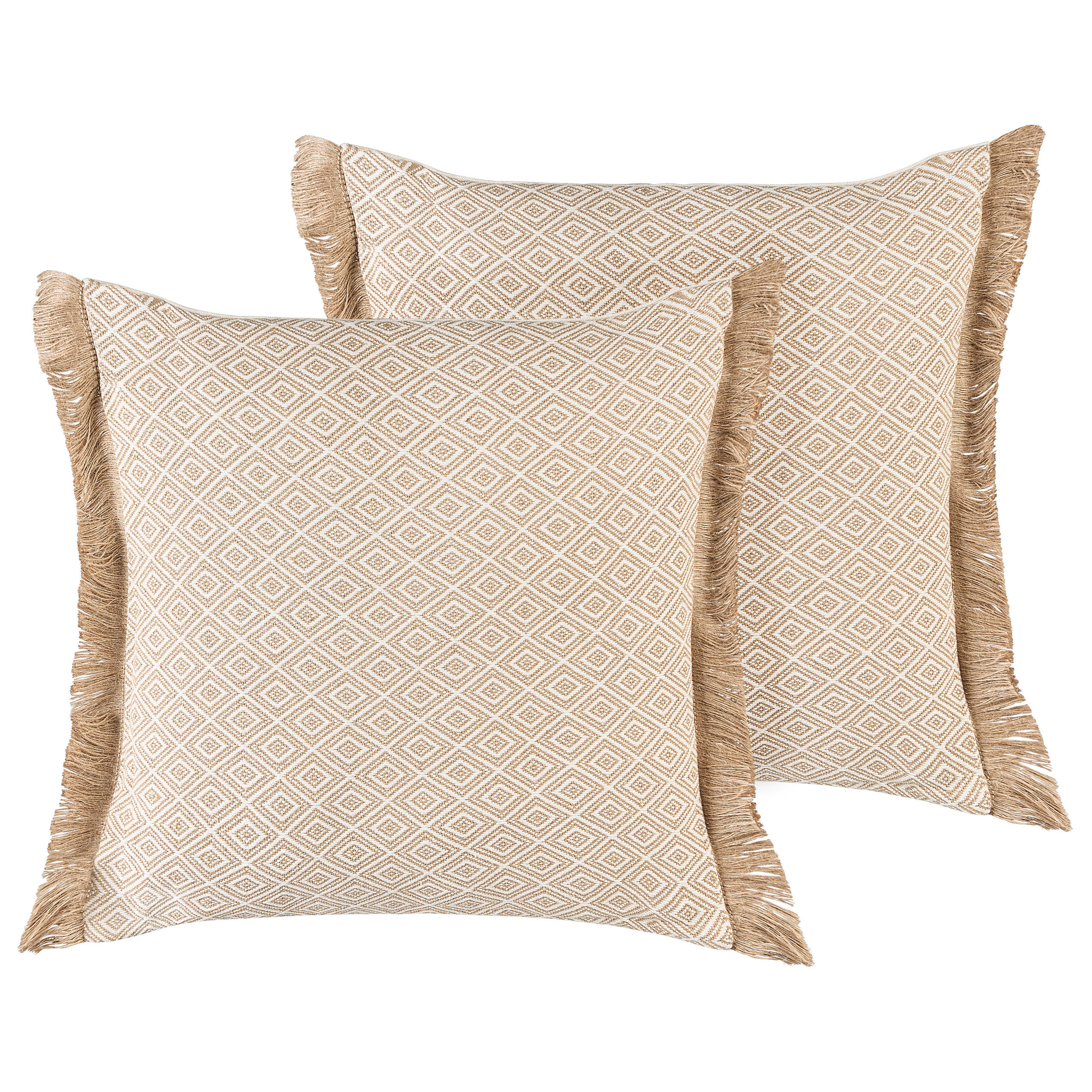 OKRASNA BLAZINA komplet 2 peščeno bež 45/45 cm Lonar - bež, tekstil (45/45cm) - Beliani