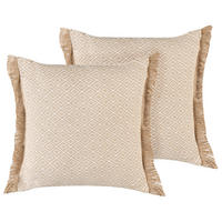 OKRASNA BLAZINA komplet 2 peščeno bež 45/45 cm Lonar - bež, tekstil (45/45cm) - Beliani