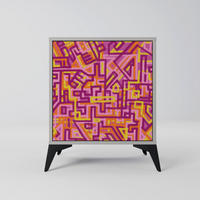 SIDEBOARD LOVELY MEMORIES, Grau, 57,5x42x70,5 cm, Schwarze Metall-Sternfüße - Multicolor/Schwarz, Holzwerkstoff/Metall (57.5/70.5/42cm) - SpaceRebels